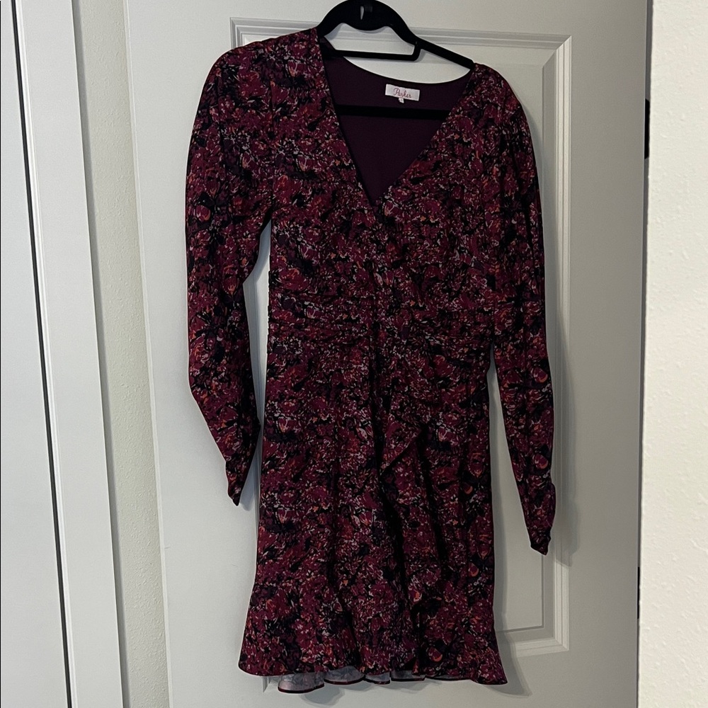Parker Burgundy Floral Long Sleeve Dress